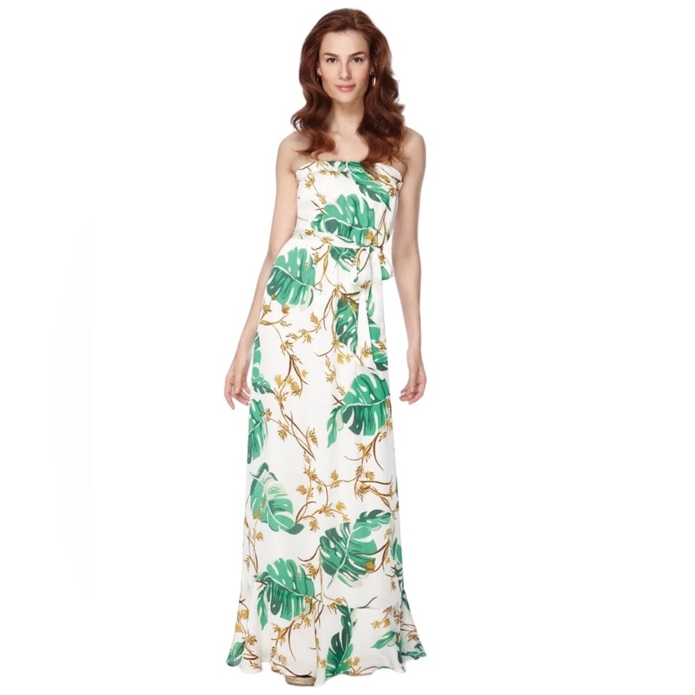 The Webster at Target Green and White Palm Print Maxi Dress